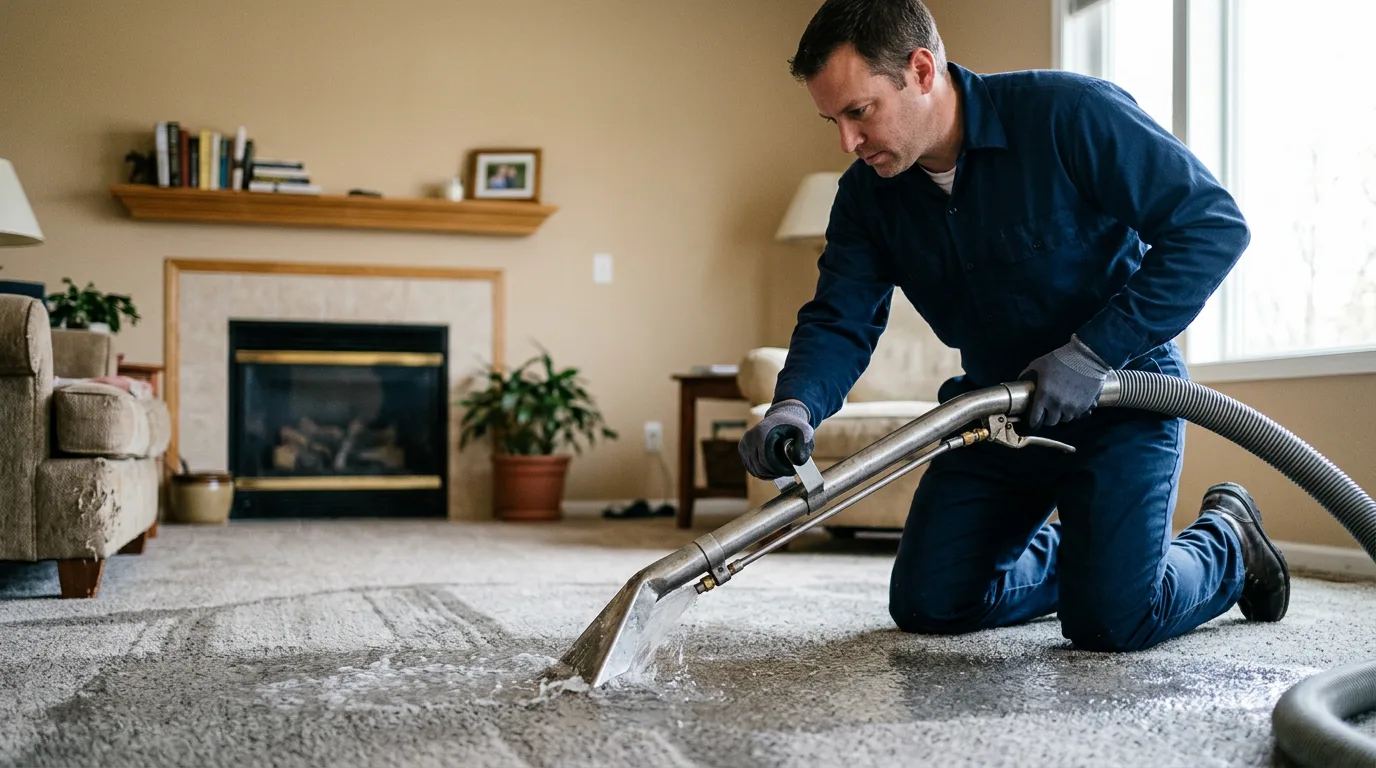 Water damage restoration technician working near Santa Elena, TX